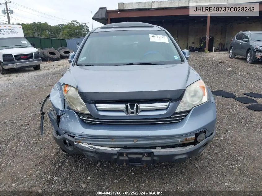 2007 Honda Cr-V Ex-L VIN: JHLRE48737C028243 Lot: 40421766