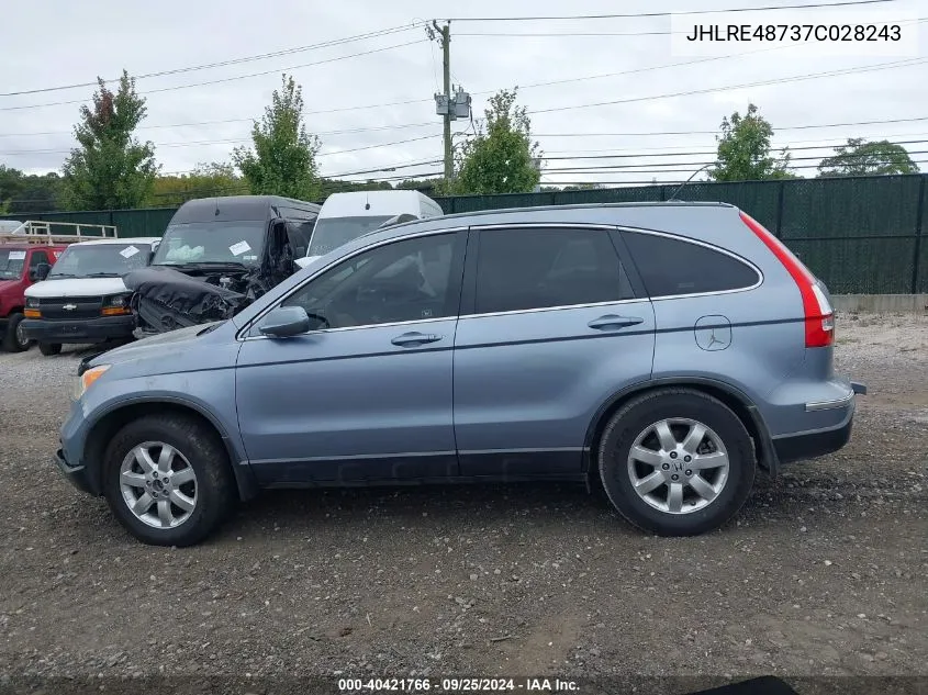 2007 Honda Cr-V Ex-L VIN: JHLRE48737C028243 Lot: 40421766