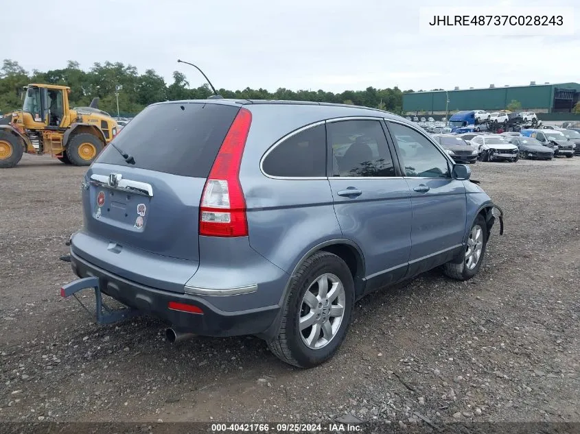 2007 Honda Cr-V Ex-L VIN: JHLRE48737C028243 Lot: 40421766