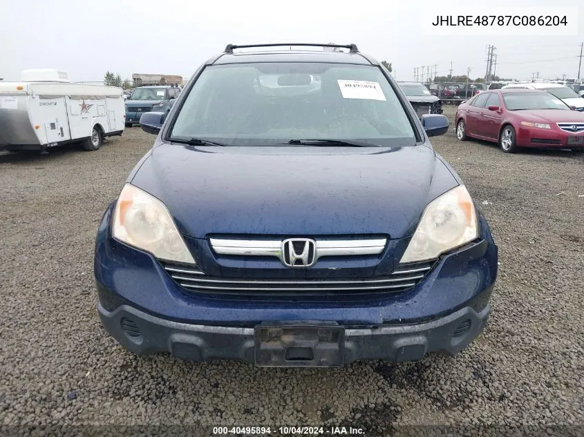 2007 Honda Cr-V Ex-L VIN: JHLRE48787C086204 Lot: 40495894