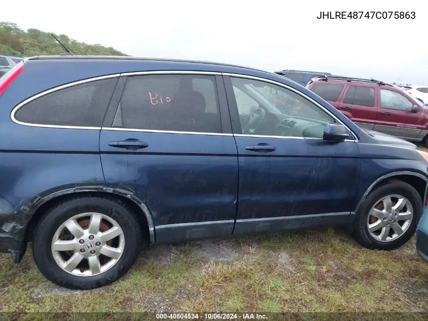 2007 Honda Cr-V Exl VIN: JHLRE48747C075863 Lot: 40504534