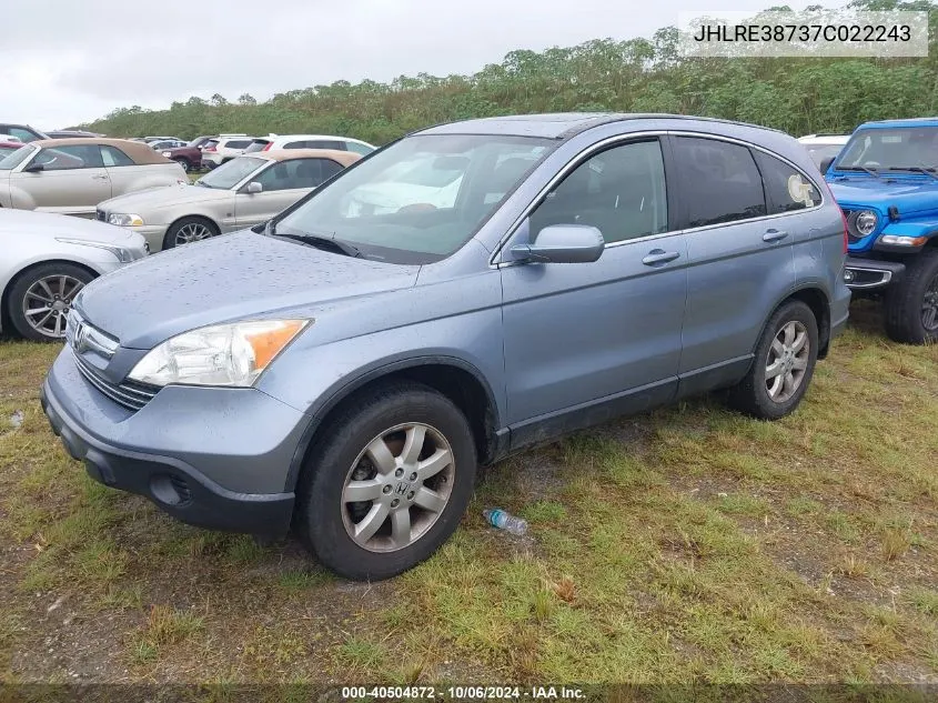 2007 Honda Cr-V Ex-L VIN: JHLRE38737C022243 Lot: 40504872