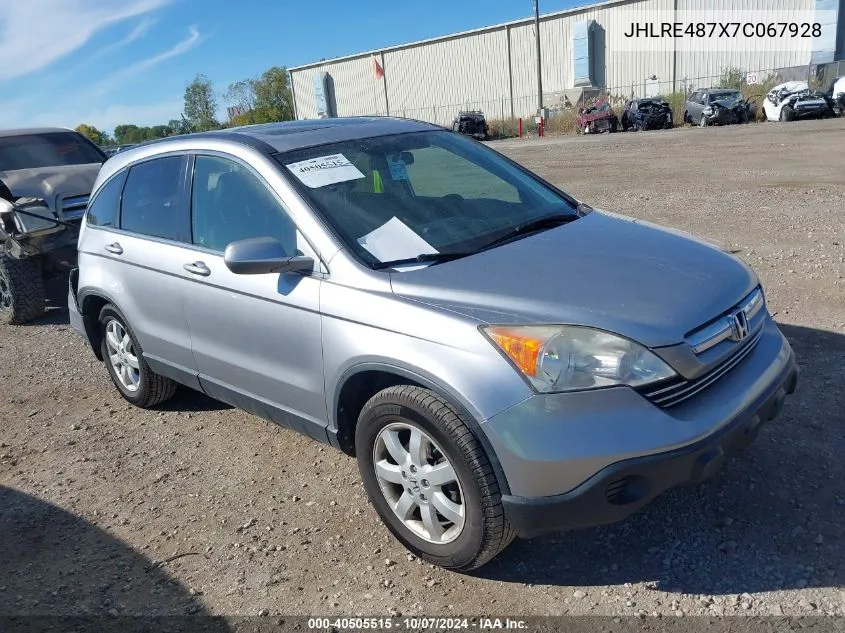 2007 Honda Cr-V Ex-L VIN: JHLRE487X7C067928 Lot: 40505515