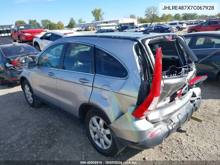 2007 Honda Cr-V Ex-L VIN: JHLRE487X7C067928 Lot: 40505515