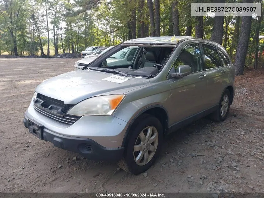 2007 Honda Cr-V Ex-L VIN: JHLRE38727C039907 Lot: 40515945