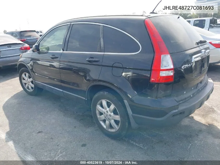 2007 Honda Cr-V Ex-L VIN: JHLRE48727C081693 Lot: 40523619