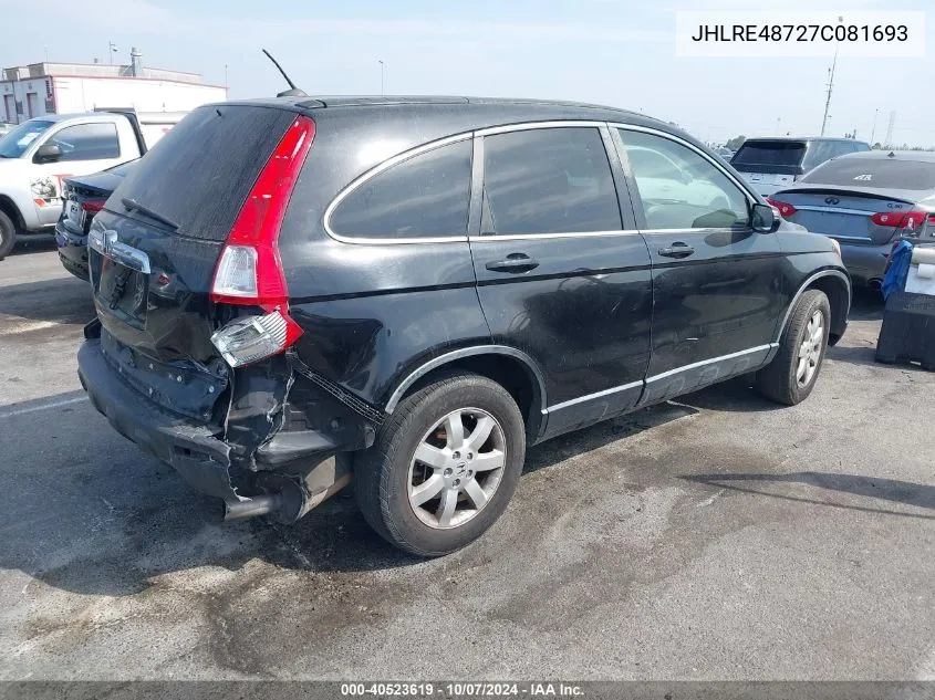 2007 Honda Cr-V Ex-L VIN: JHLRE48727C081693 Lot: 40523619