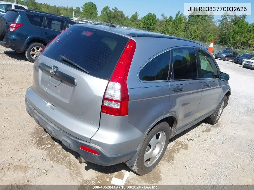 2007 Honda Cr-V Lx VIN: JHLRE38377C032626 Lot: 40528419