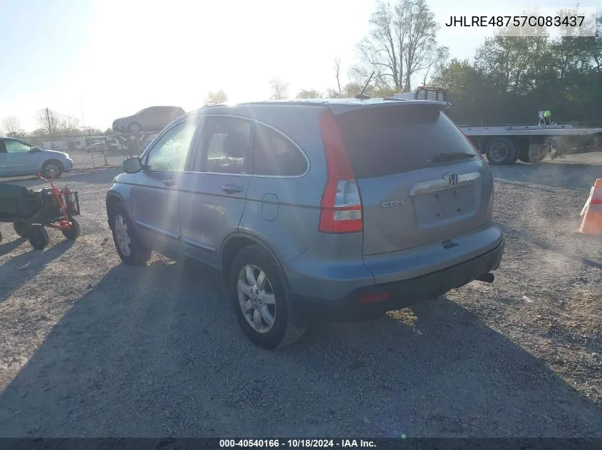 2007 Honda Cr-V Ex-L VIN: JHLRE48757C083437 Lot: 40540166