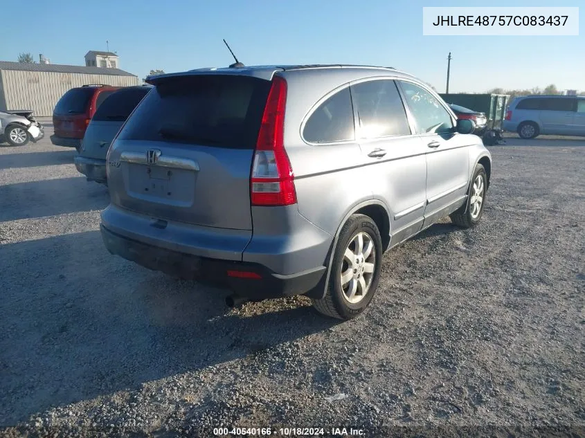 2007 Honda Cr-V Ex-L VIN: JHLRE48757C083437 Lot: 40540166