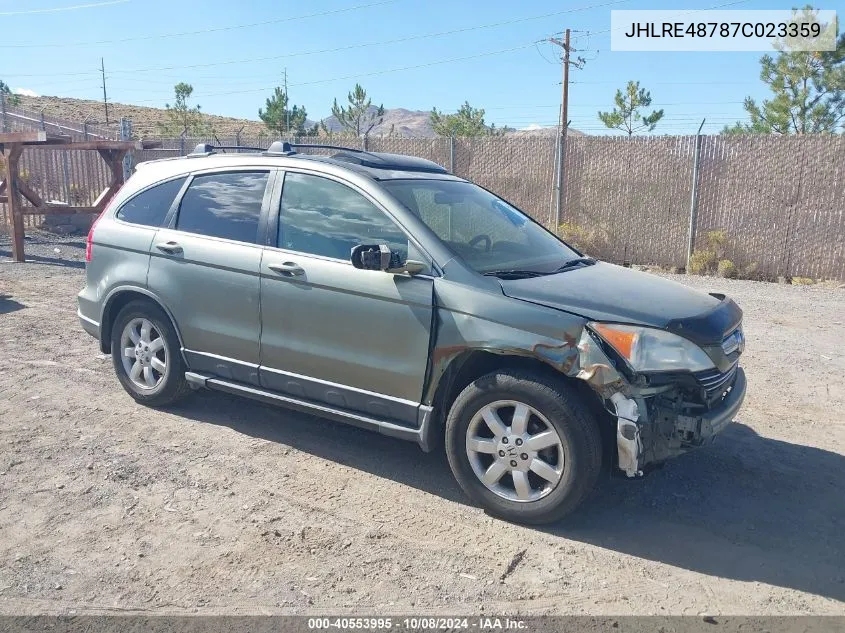 2007 Honda Cr-V Exl VIN: JHLRE48787C023359 Lot: 40553995