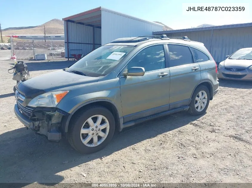 2007 Honda Cr-V Exl VIN: JHLRE48787C023359 Lot: 40553995