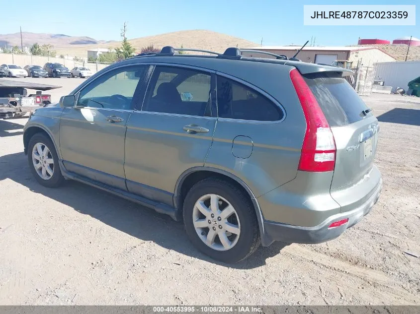 2007 Honda Cr-V Exl VIN: JHLRE48787C023359 Lot: 40553995