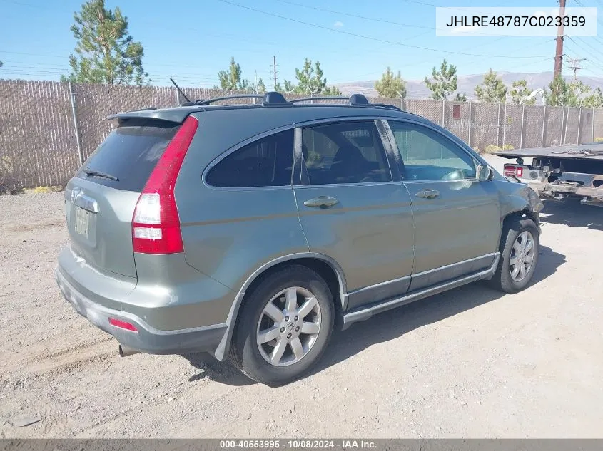 2007 Honda Cr-V Exl VIN: JHLRE48787C023359 Lot: 40553995