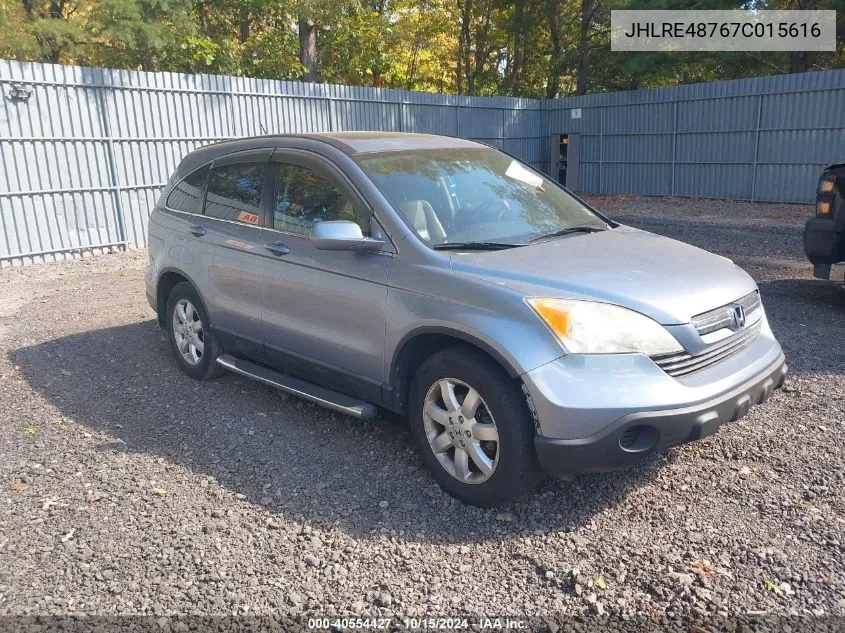 2007 Honda Cr-V Ex-L VIN: JHLRE48767C015616 Lot: 40554427