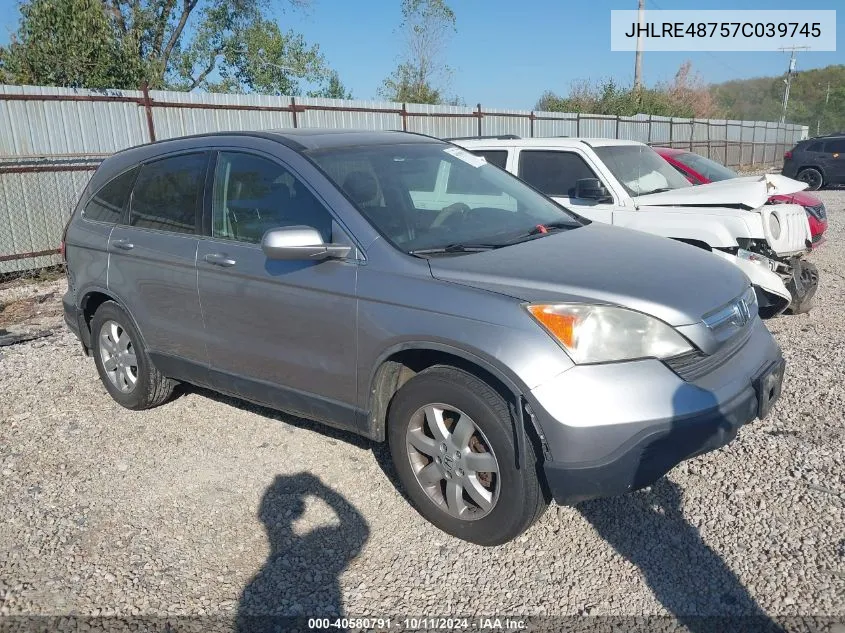 2007 Honda Cr-V Ex-L VIN: JHLRE48757C039745 Lot: 40580791