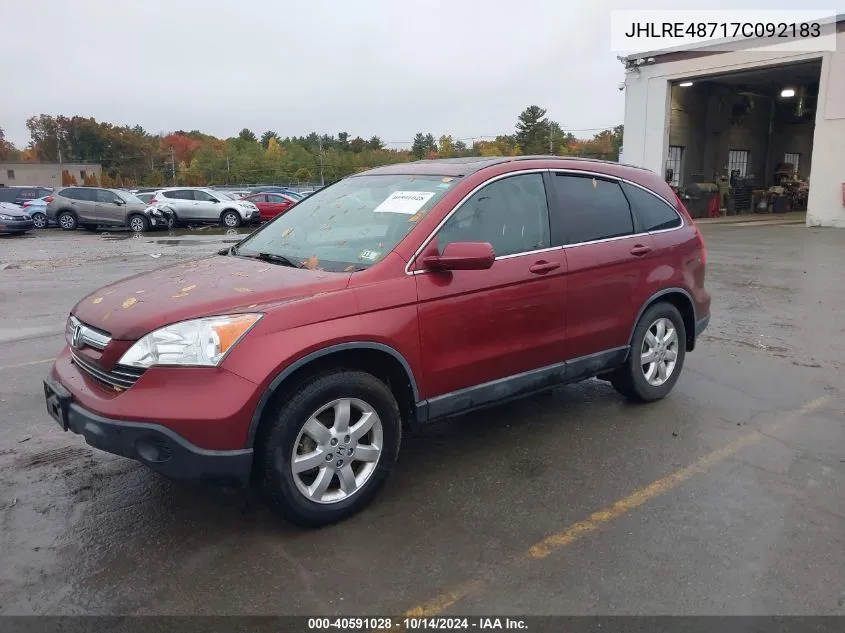 2007 Honda Cr-V Ex-L VIN: JHLRE48717C092183 Lot: 40591028