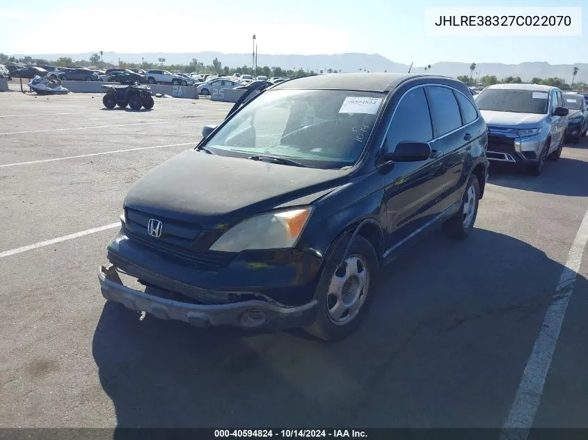 2007 Honda Cr-V Lx VIN: JHLRE38327C022070 Lot: 40594824