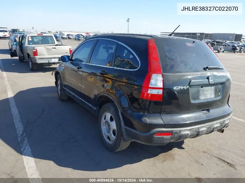 2007 Honda Cr-V Lx VIN: JHLRE38327C022070 Lot: 40594824