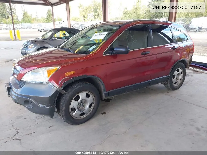 2007 Honda Cr-V Lx VIN: JHLRE48337C017157 Lot: 40598118