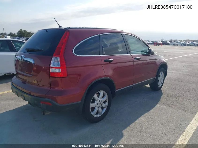 2007 Honda Cr-V Ex VIN: JHLRE38547C017180 Lot: 40613881