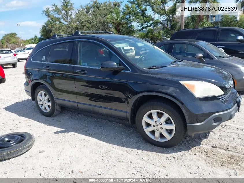 2007 Honda Cr-V Ex-L VIN: JHLRE38787C023839 Lot: 40633158