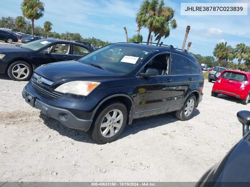 2007 Honda Cr-V Ex-L VIN: JHLRE38787C023839 Lot: 40633158