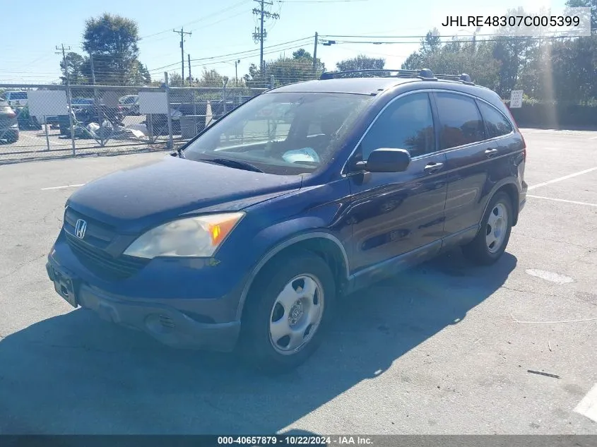 2007 Honda Cr-V Lx VIN: JHLRE48307C005399 Lot: 40657879