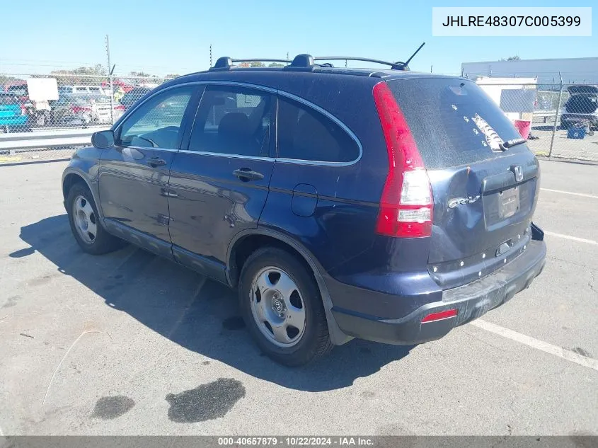 2007 Honda Cr-V Lx VIN: JHLRE48307C005399 Lot: 40657879