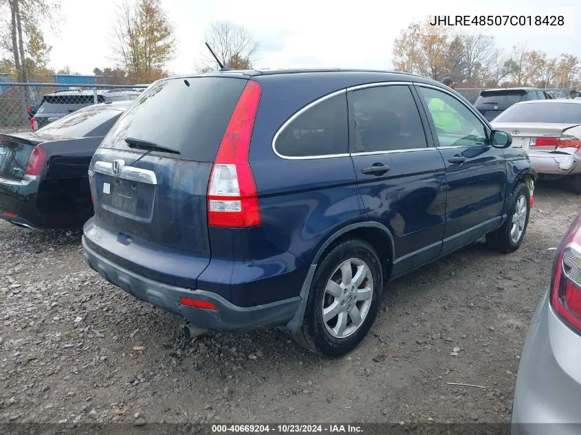 2007 Honda Cr-V Ex VIN: JHLRE48507C018428 Lot: 40669204