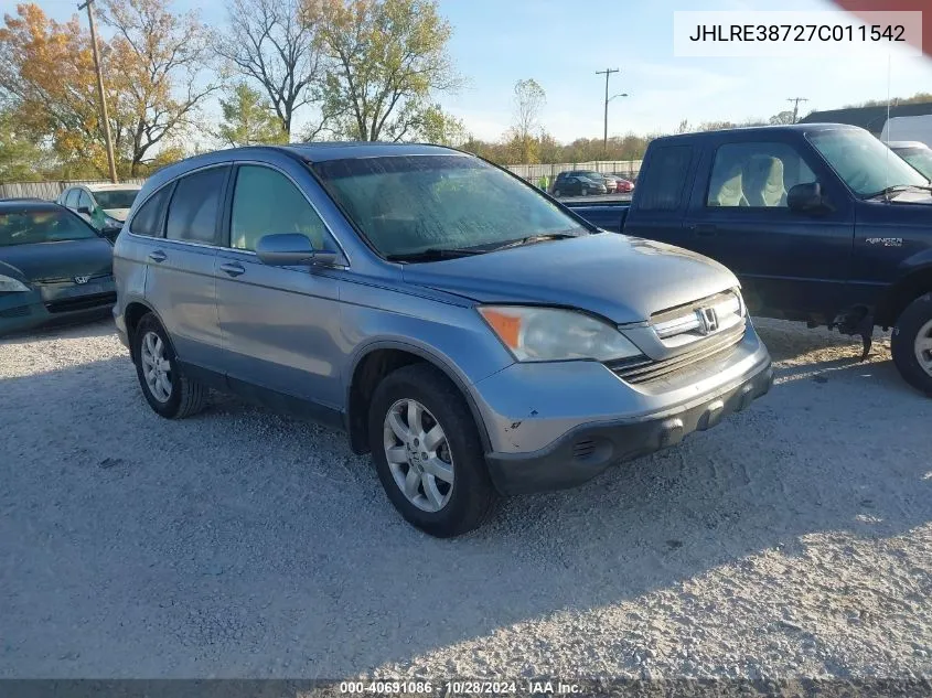 2007 Honda Cr-V Ex-L VIN: JHLRE38727C011542 Lot: 40691086