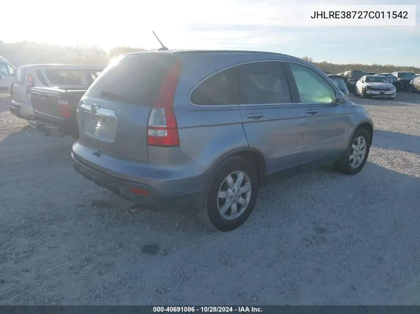 2007 Honda Cr-V Ex-L VIN: JHLRE38727C011542 Lot: 40691086