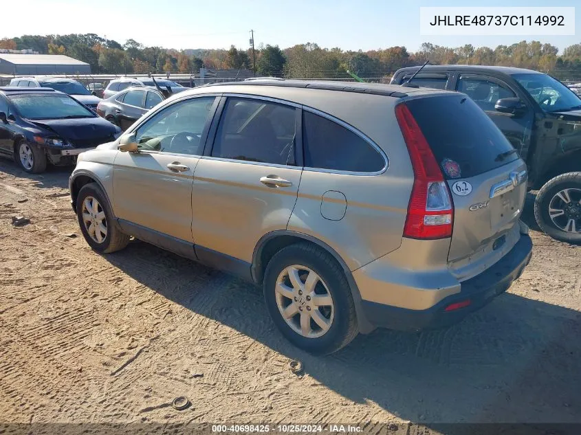 2007 Honda Cr-V Ex-L VIN: JHLRE48737C114992 Lot: 40698425