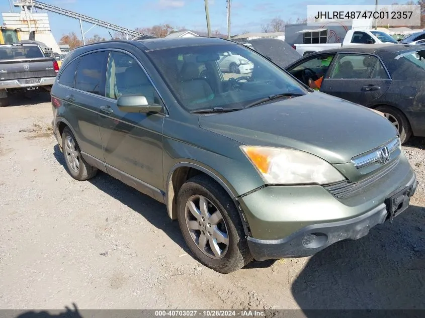 2007 Honda Cr-V Ex-L VIN: JHLRE48747C012357 Lot: 40703027