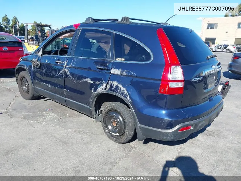 2007 Honda Cr-V Ex-L VIN: JHLRE38777C007096 Lot: 40707190