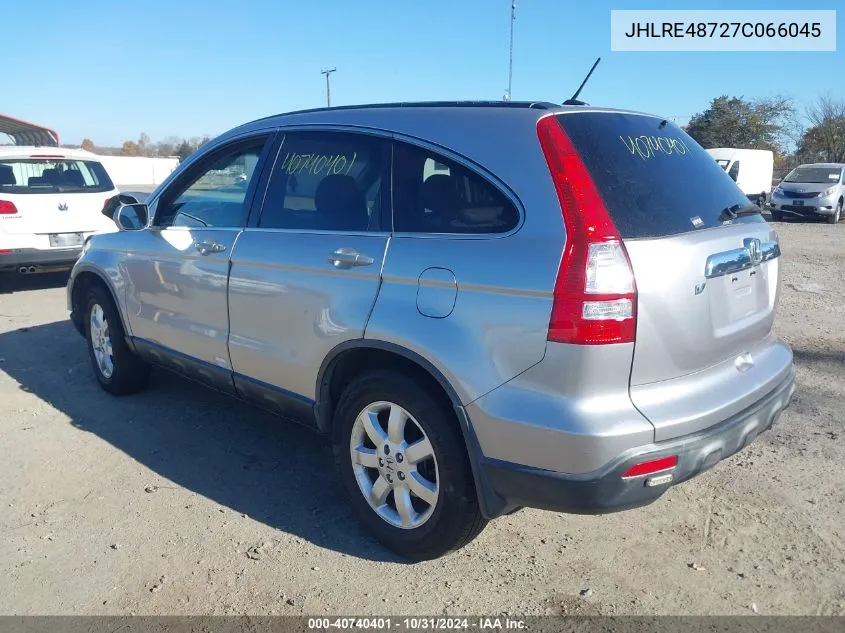 2007 Honda Cr-V Ex-L VIN: JHLRE48727C066045 Lot: 40740401