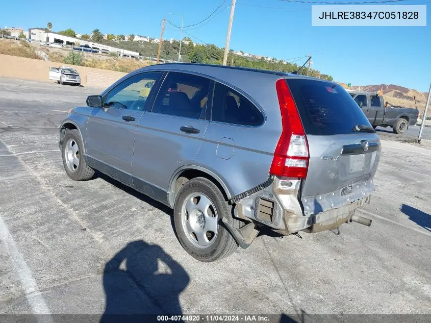 2007 Honda Cr-V Lx VIN: JHLRE38347C051828 Lot: 40744920