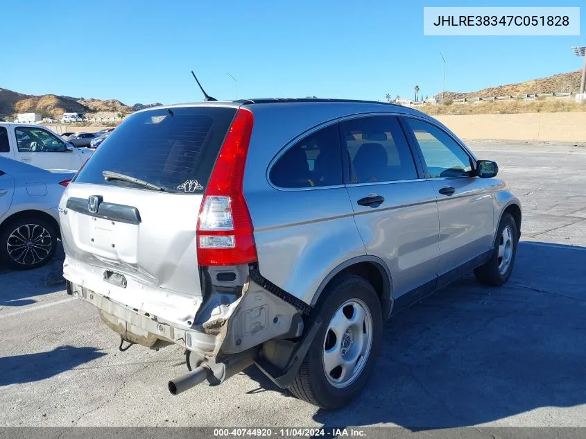 2007 Honda Cr-V Lx VIN: JHLRE38347C051828 Lot: 40744920