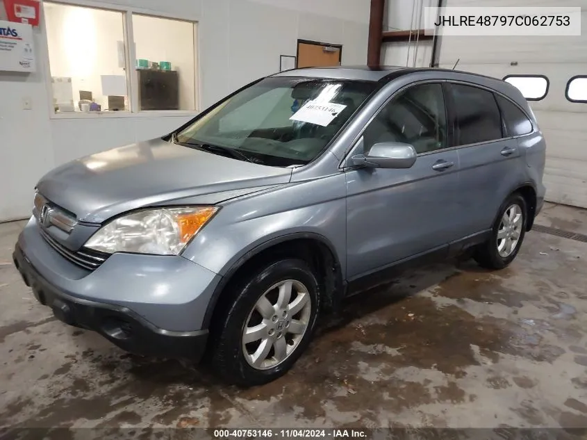 2007 Honda Cr-V Ex-L VIN: JHLRE48797C062753 Lot: 40753146