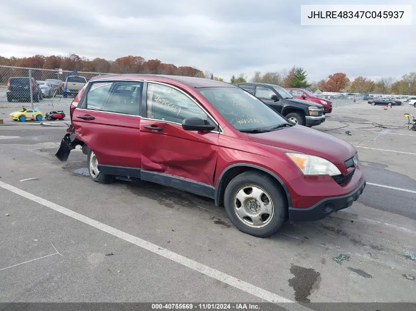 2007 Honda Cr-V Lx VIN: JHLRE48347C045937 Lot: 40755669