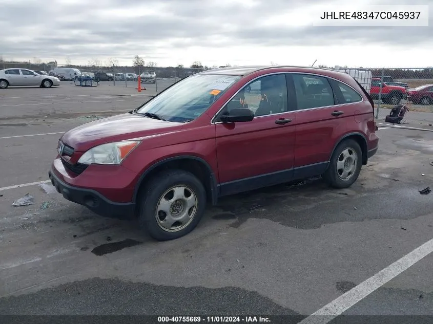 2007 Honda Cr-V Lx VIN: JHLRE48347C045937 Lot: 40755669