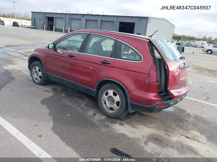 2007 Honda Cr-V Lx VIN: JHLRE48347C045937 Lot: 40755669