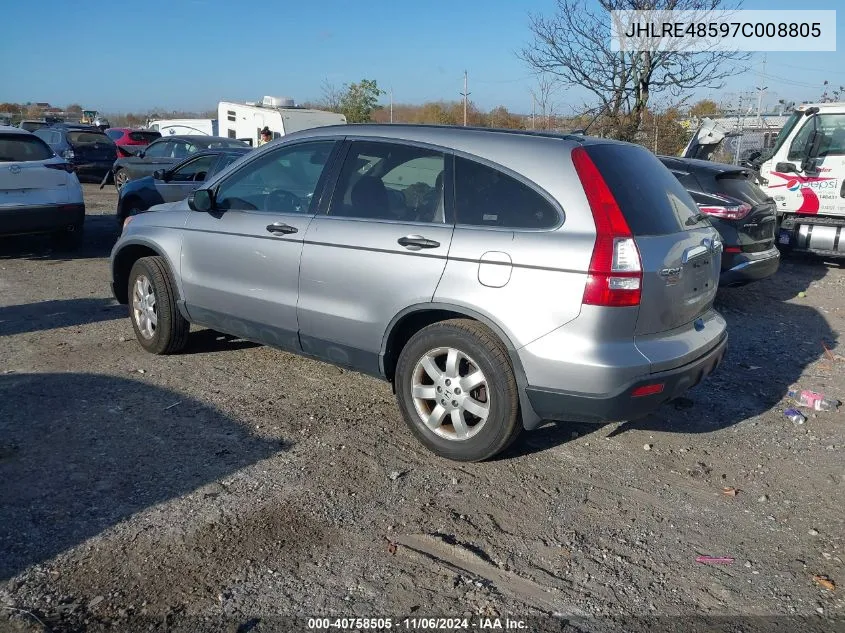 2007 Honda Cr-V Ex VIN: JHLRE48597C008805 Lot: 40758505