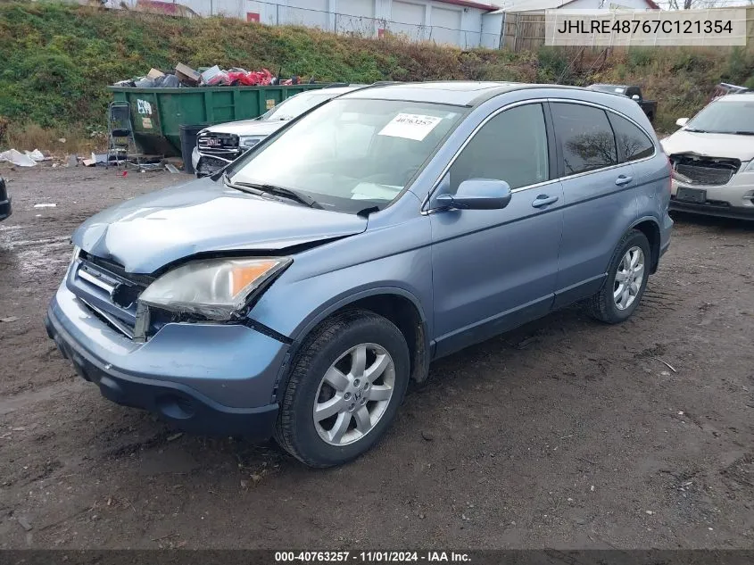 2007 Honda Cr-V Ex-L VIN: JHLRE48767C121354 Lot: 40763257