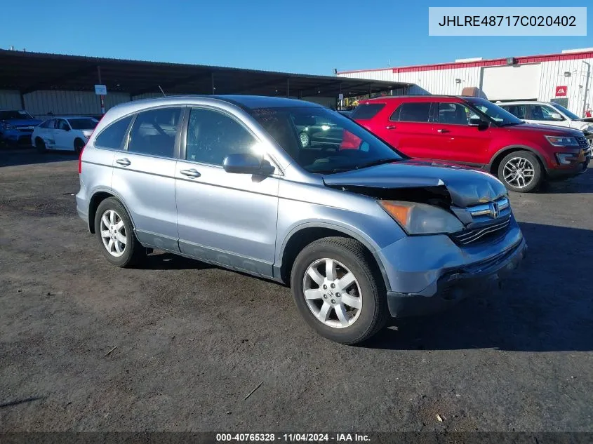 2007 Honda Cr-V Ex-L VIN: JHLRE48717C020402 Lot: 40765328