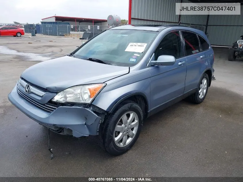 2007 Honda Cr-V Ex-L VIN: JHLRE38757C047401 Lot: 40767085