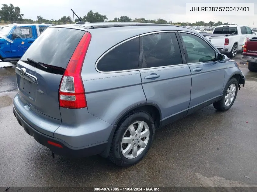 2007 Honda Cr-V Ex-L VIN: JHLRE38757C047401 Lot: 40767085