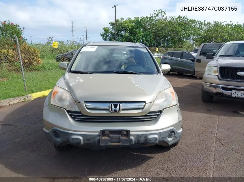 2007 Honda Cr-V Ex-L VIN: JHLRE38747C037155 Lot: 40767809