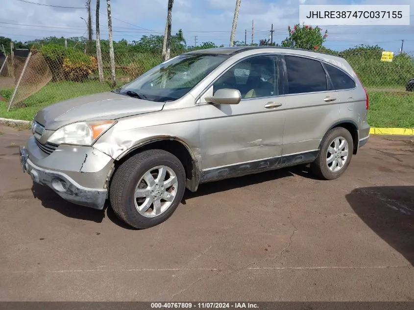 2007 Honda Cr-V Ex-L VIN: JHLRE38747C037155 Lot: 40767809