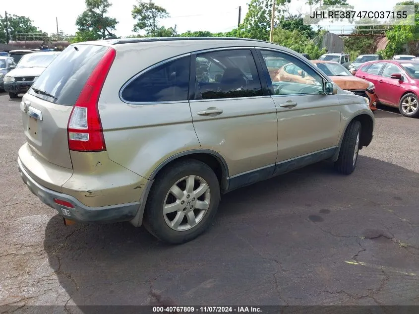 2007 Honda Cr-V Ex-L VIN: JHLRE38747C037155 Lot: 40767809